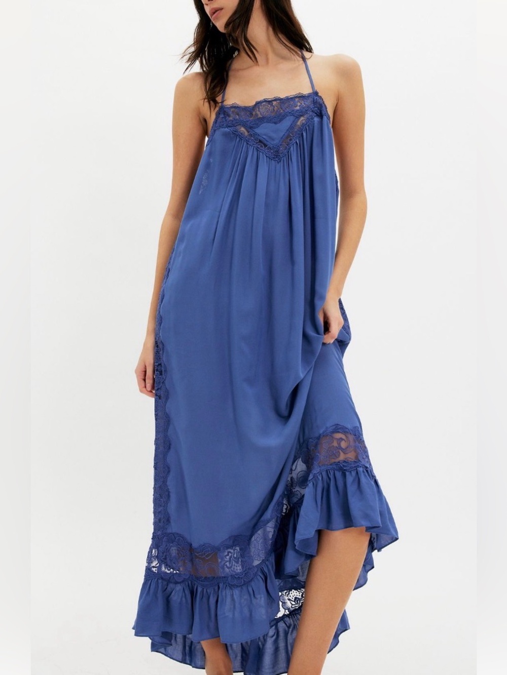 Free People NWT blue maxi slip dress medium